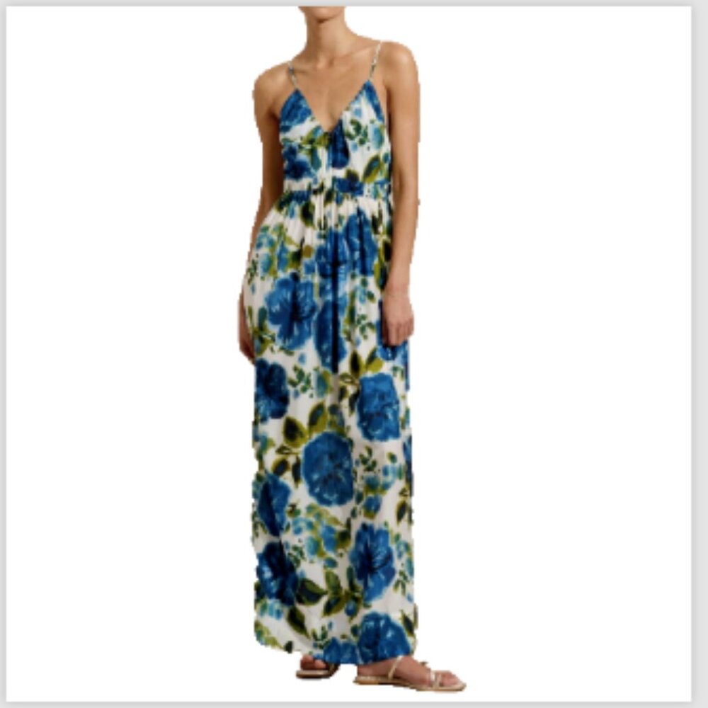 PEONY AFTERSUN Silk Blend Maxi Dress Marseille Printed Size XS/6 New With Tags